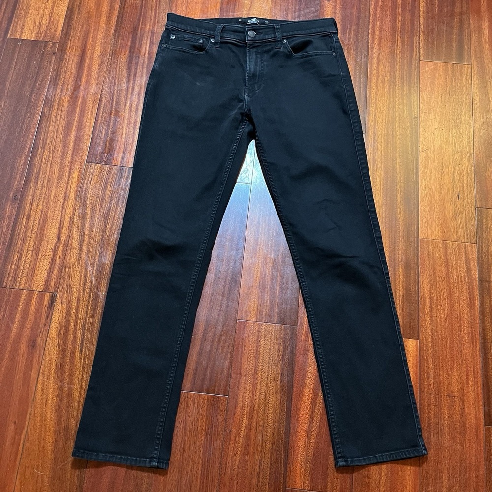 Hollister Jeans Mens 32x32 Black Slim Straight Advanced Stretch Grunge Street *